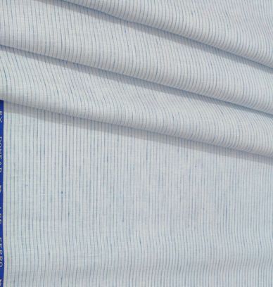 Shirt Fabric Donear 100% Premium Linen 60Lea Pin Lining Colour White N Blue